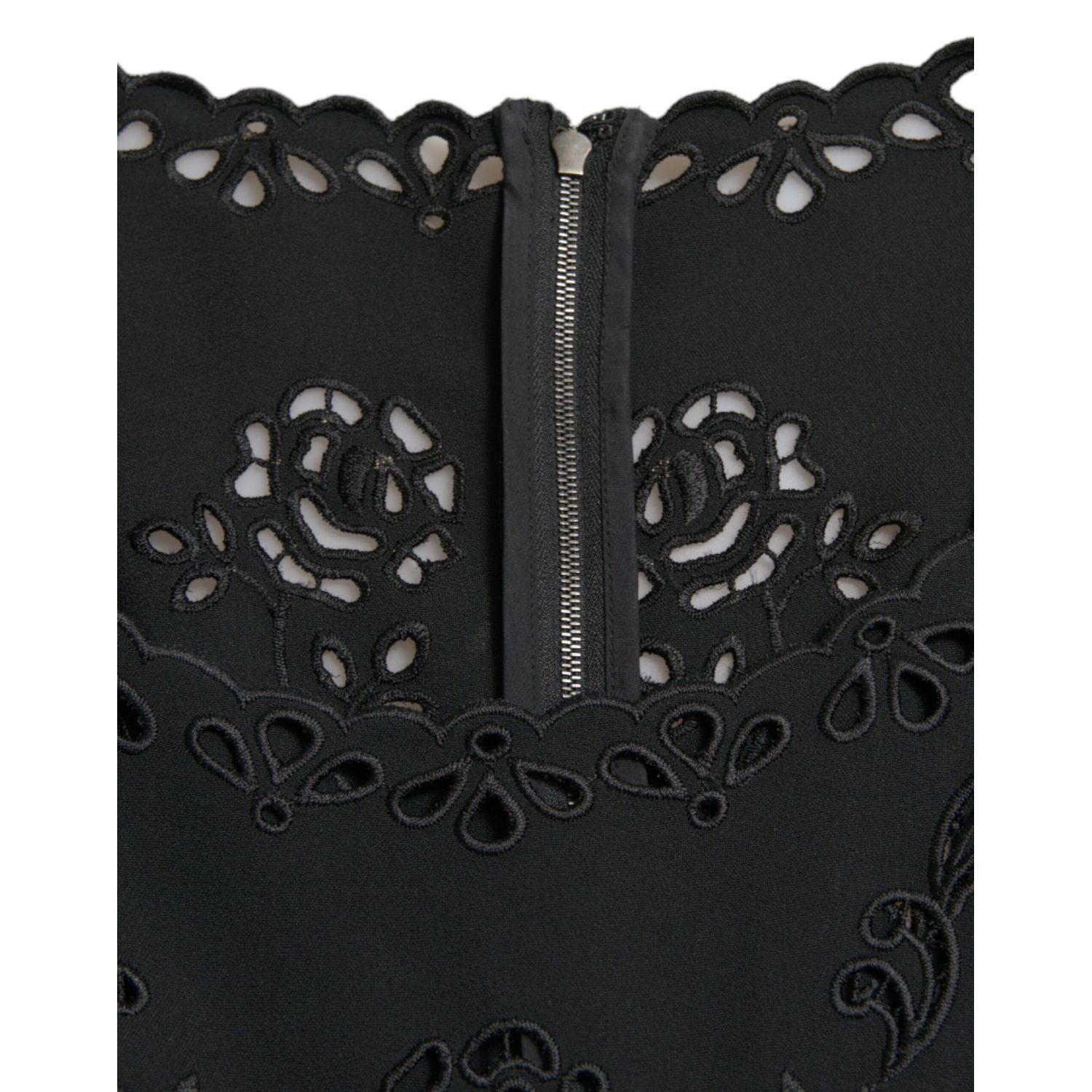 Dolce & Gabbana Black Floral Lace Viscose Bodycon Midi Dress