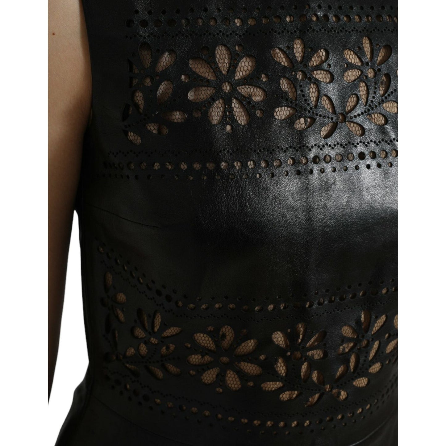 Valentino Shiny Black Nylon Cut Out A-line Mini Dress
