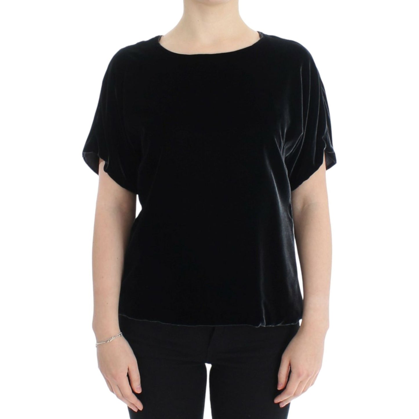 Dolce & Gabbana Black velvet shortsleeved blouse