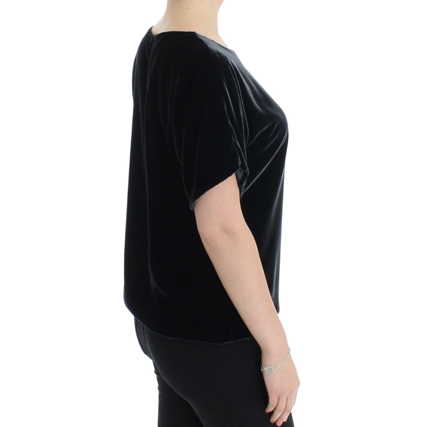 Dolce & Gabbana Black velvet shortsleeved blouse