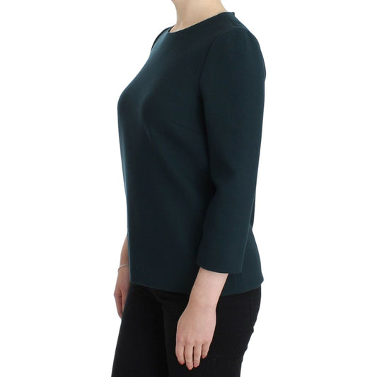 Dolce & Gabbana Enchanted Sicily Green Wool Silk Blend Blouse Dolce & Gabbana Black