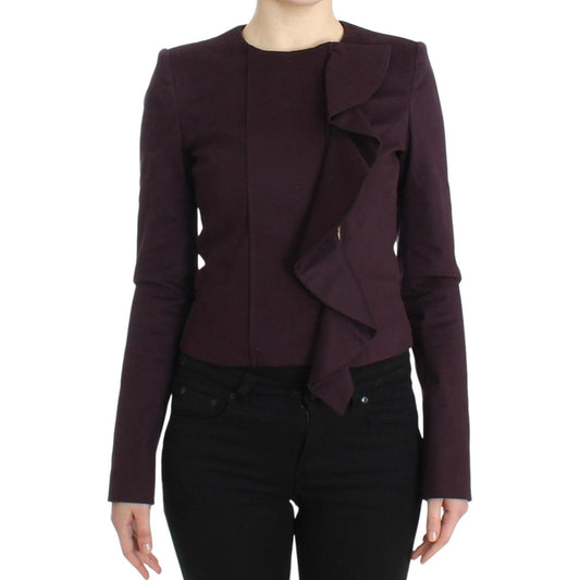 GF Ferre Elegant Purple Cotton Blend Blazer Coats & Jackets GF Ferre Black