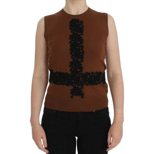 Dolce & Gabbana Timeless Wool and Lace Sleeveless Vest Dolce & Gabbana Black
