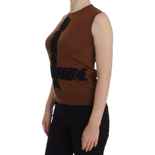 Dolce & Gabbana Timeless Wool and Lace Sleeveless Vest Dolce & Gabbana Black