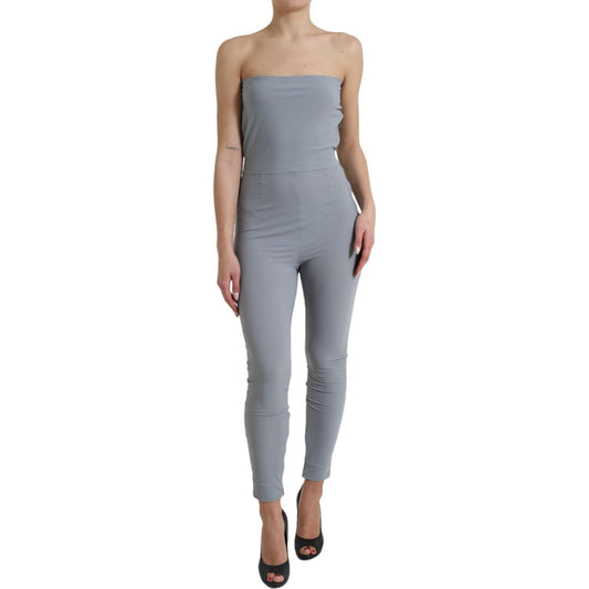 Dolce & Gabbana Chic Strapless Bodycon Jumpsuit Dress Dolce & Gabbana Light Slate Gray