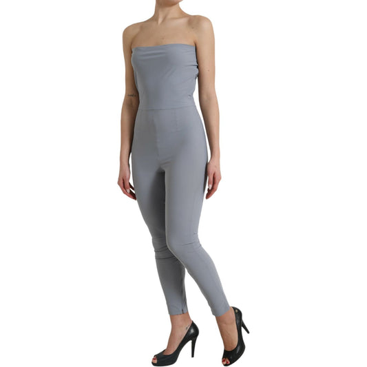 Dolce & Gabbana Chic Strapless Bodycon Jumpsuit Dress Dolce & Gabbana Light Slate Gray