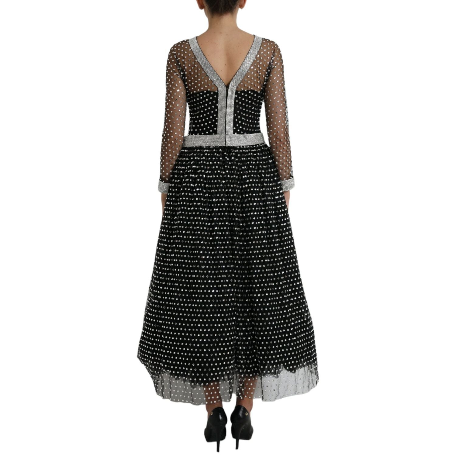 Dolce & Gabbana Black Crystal Embellished A-line Gown Dress