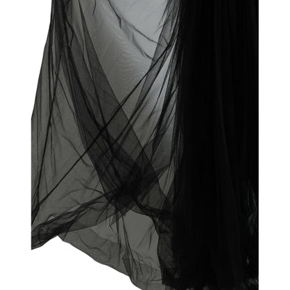 Dolce & Gabbana Black Sequined Sleeveless Mesh Layered Gown Dress