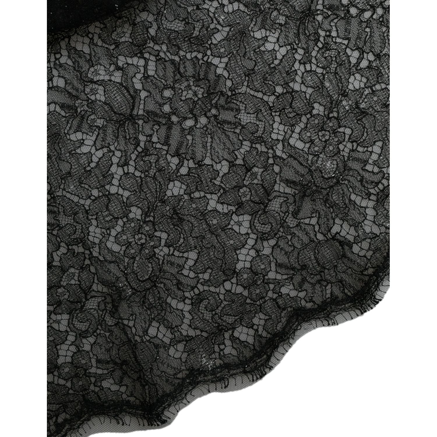 Dolce & Gabbana Black Floral Lace Sheer A-line Midi Dress