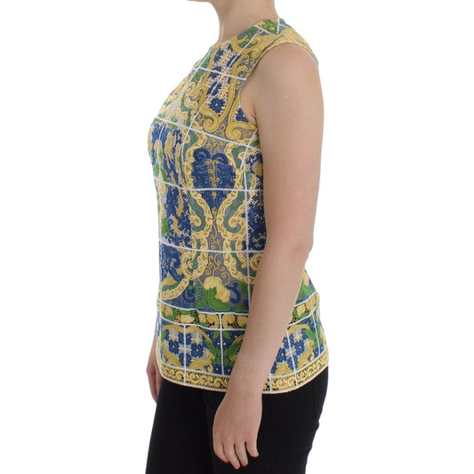 Dolce & Gabbana Majolica Embroidered Sleeveless Elegance Dolce & Gabbana Rosy Brown