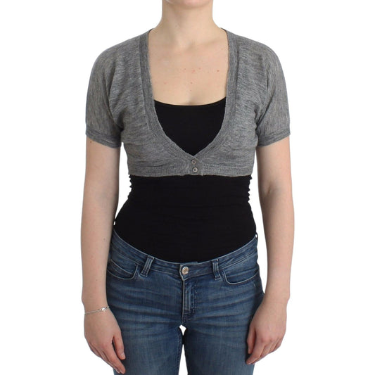 Ermanno Scervino Chic Alpaca Wool Blend Bolero Ermanno Scervino Dark Slate Gray