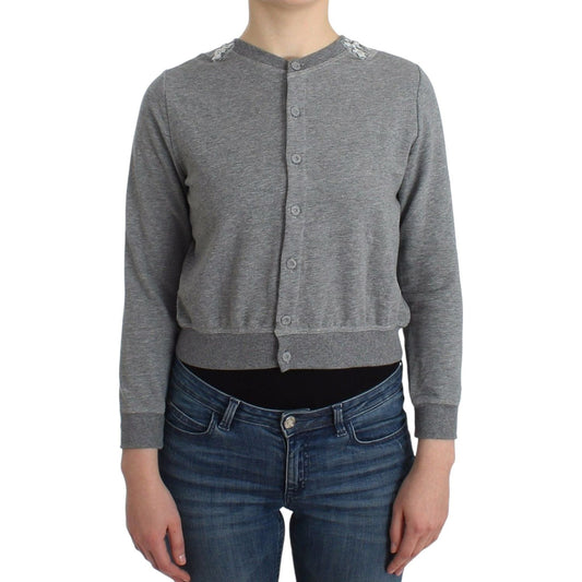 Ermanno Scervino Chic Gray Cotton Blend Short Cardigan Ermanno Scervino Dim Gray