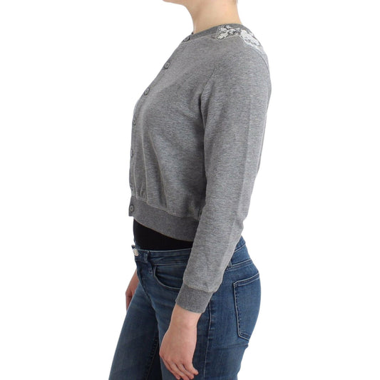 Ermanno Scervino Chic Gray Cotton Blend Short Cardigan Ermanno Scervino Dim Gray
