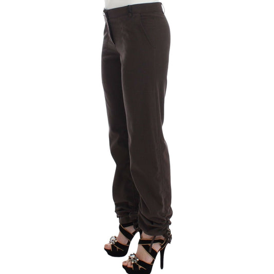 Ermanno Scervino Chic Brown Cotton Dress Pants Ermanno Scervino Dark Slate Gray