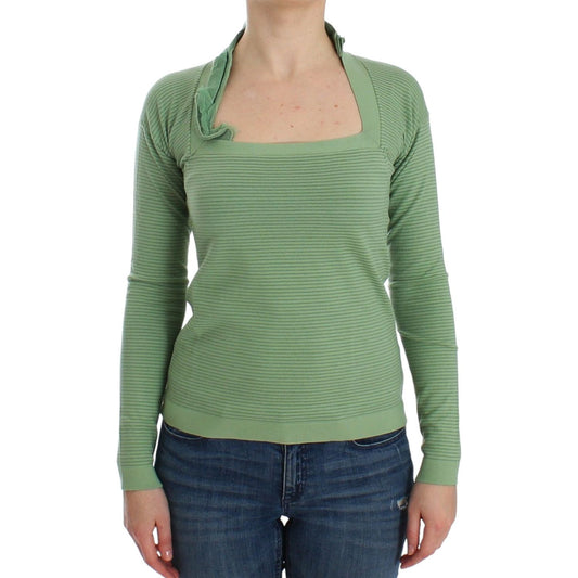 Ermanno Scervino Elegant Green Striped Wool Blend Sweater Ermanno Scervino Slate Gray