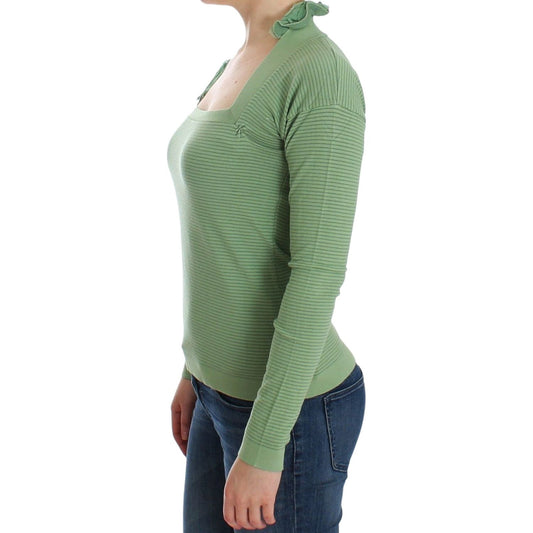 Ermanno Scervino Elegant Green Striped Wool Blend Sweater Ermanno Scervino Slate Gray
