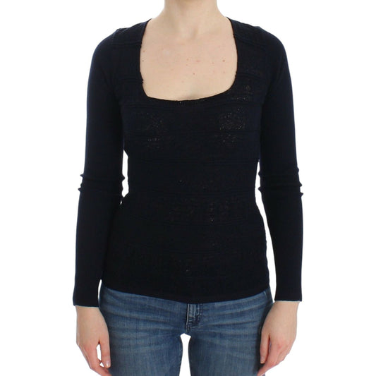 Ermanno Scervino Chic Blue Wool Blend Sweater Ermanno Scervino Tan