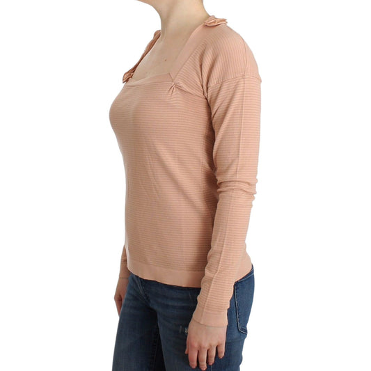 Ermanno Scervino Chic Striped Wool Blend Orange Sweater Ermanno Scervino Rosy Brown