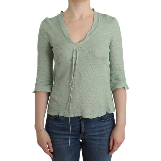 Ermanno Scervino Chic Green Knitted Top – Ethereal Elegance Ermanno Scervino Dark Sea Green