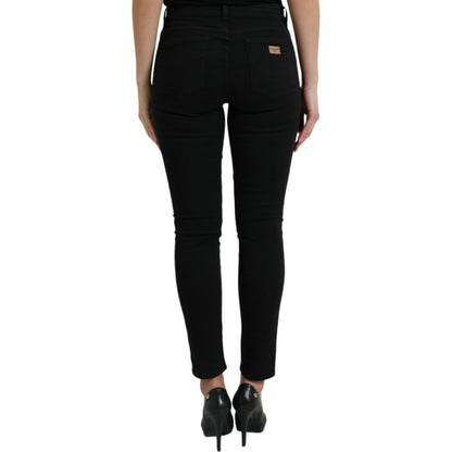 Dolce & Gabbana Black Cotton Mid Waist Skinny Denim Jeans
