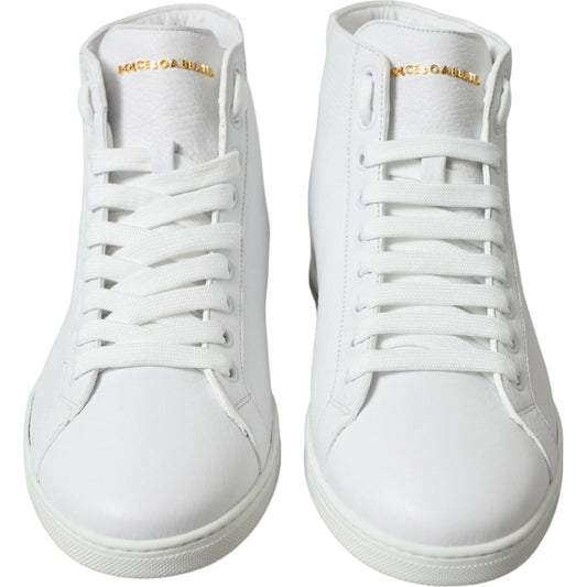 Dolce & Gabbana Elegant White Leather High Top Sneakers Dolce & Gabbana Light Gray