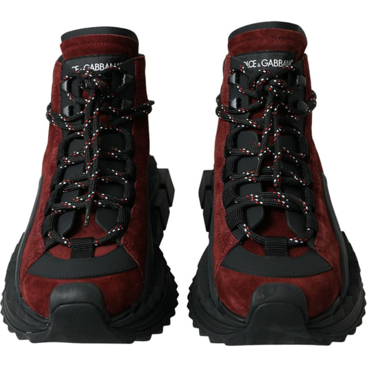 Dolce & Gabbana Burgundy Leather High Top Sneakers Dolce & Gabbana Black