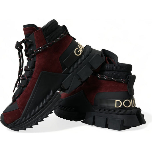 Dolce & Gabbana Burgundy Leather High Top Sneakers Dolce & Gabbana Black
