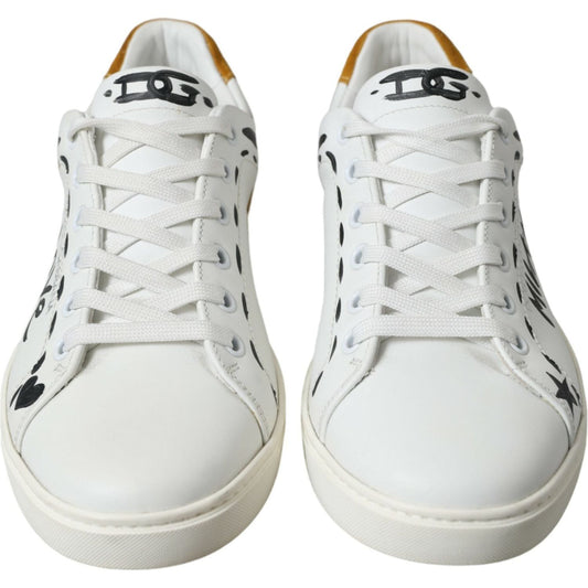 Dolce & Gabbana Sleek White Low Top Leather Sneakers Dolce & Gabbana Light Gray