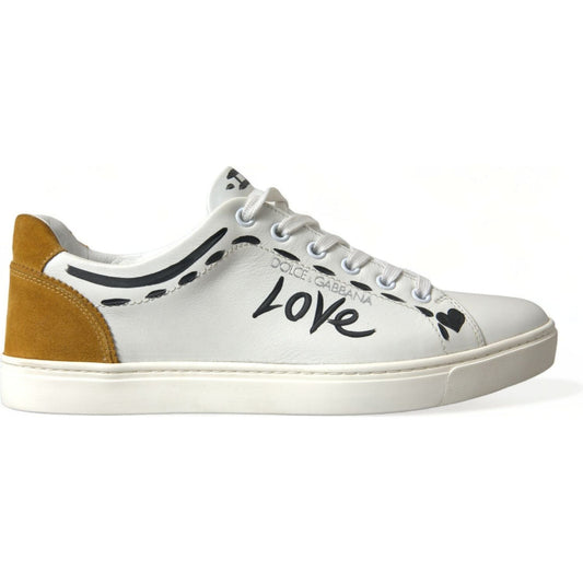 Dolce & Gabbana Sleek White Low Top Leather Sneakers Dolce & Gabbana Light Gray