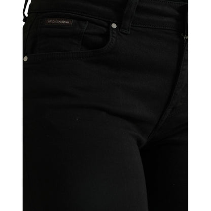 Dolce & Gabbana Black Cotton Mid Waist Skinny Denim Jeans
