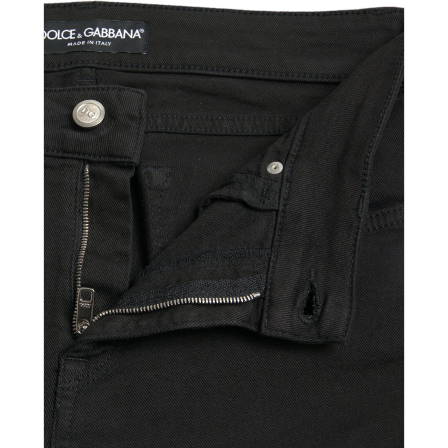 Dolce & Gabbana Black Cotton Mid Waist Skinny Denim Jeans