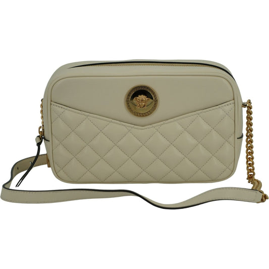 Versace Elegant White Leather Camera Shoulder Bag Versace Rosy Brown