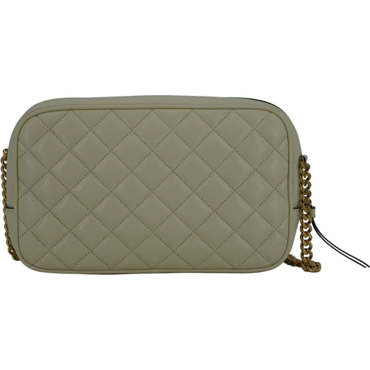 Versace Elegant White Leather Camera Shoulder Bag Versace Dim Gray