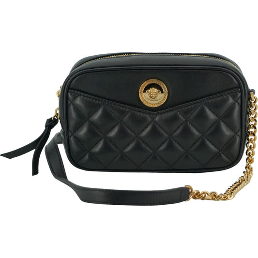 Versace Elegant Small Black Leather Crossbody Bag 8056204191176