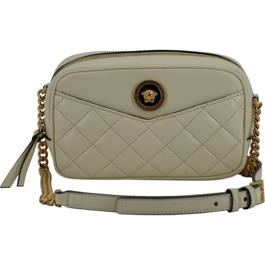 Versace Elegant White Lamb Leather Camera Bag Versace Slate Gray