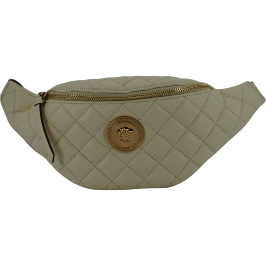 Versace Elegant White Lamb Leather Belt Bag Versace Dim Gray