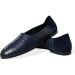 Dolce & Gabbana Elegant Blue Crocodile Leather Loafers Dolce & Gabbana Black