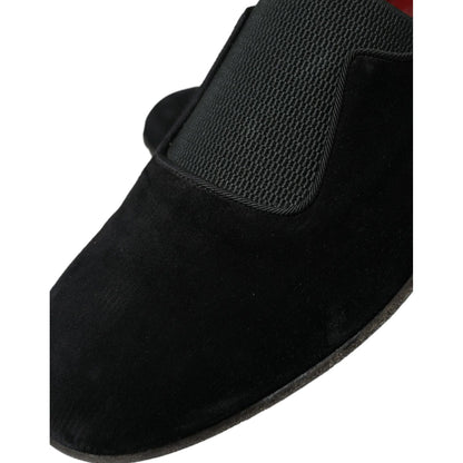Dolce & Gabbana Black RUNWAY Velour AMALFI Loafers Shoes
