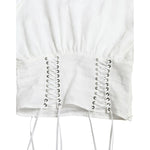 Dolce & Gabbana White Cotton Corset Cropped Long Sleeves Top TSH84282-40