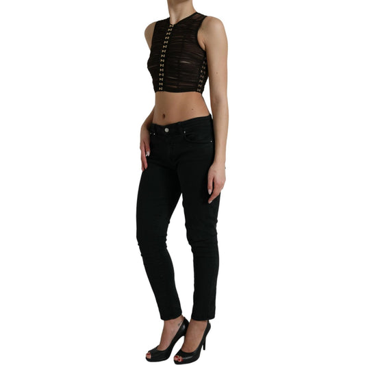 Dolce & Gabbana Embellished Cropped Sleeveless Top Dolce & Gabbana Rosy Brown
