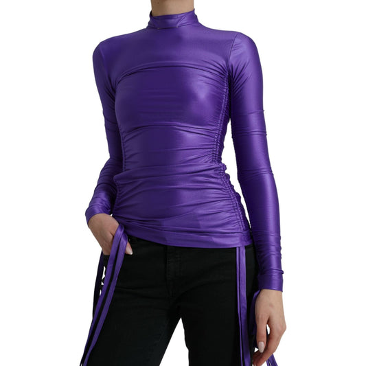 Dolce & Gabbana Elegant Long Sleeve Zip-Back Top Dolce & Gabbana Midnight Blue