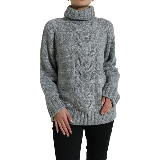 Dolce & Gabbana Elegant Gray Cashmere Blend Turtleneck Pullover Dolce & Gabbana Dim Gray