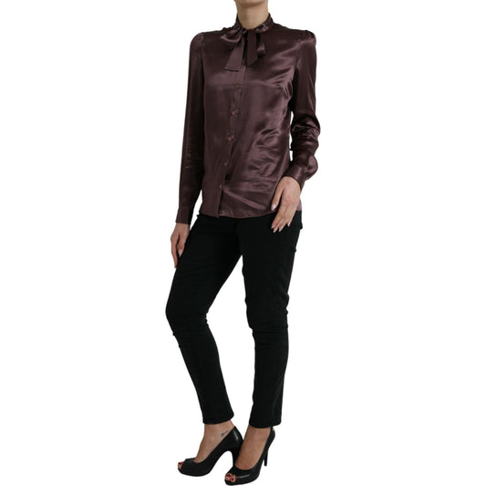 Dolce & Gabbana Elegant Silk Ascot Collar Blouse Dolce & Gabbana Black