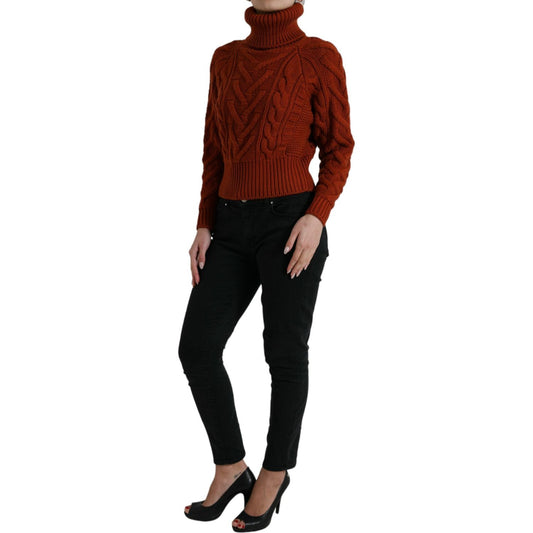 Dolce & Gabbana Elegant Brown Turtleneck Wool Sweater Dolce & Gabbana Black