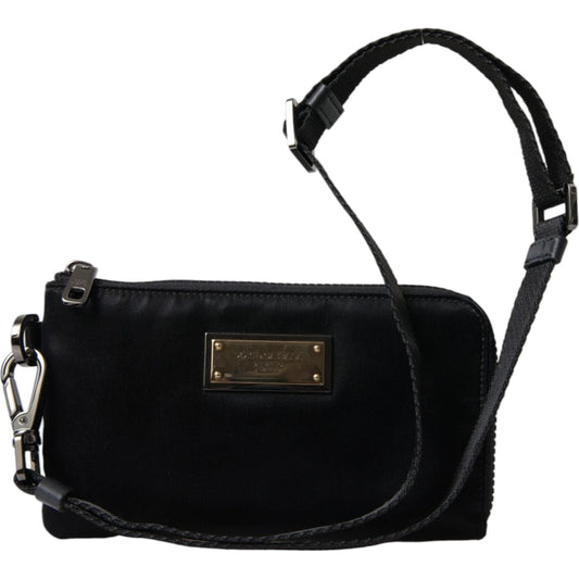 Dolce & Gabbana Elegant Black Nylon & Leather Pouch Dolce & Gabbana Black