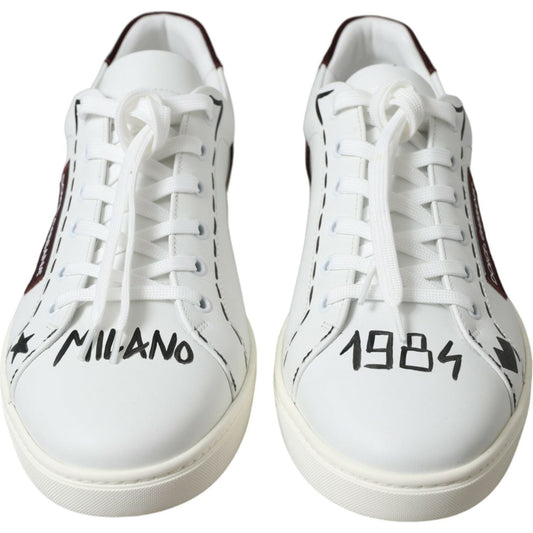 Dolce & Gabbana Exclusive White Bordeaux Low Top Sneakers Dolce & Gabbana Light Gray