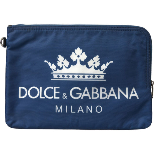 Dolce & Gabbana Elegant Blue Nylon Zipped Clutch Dolce & Gabbana Dark Slate Gray