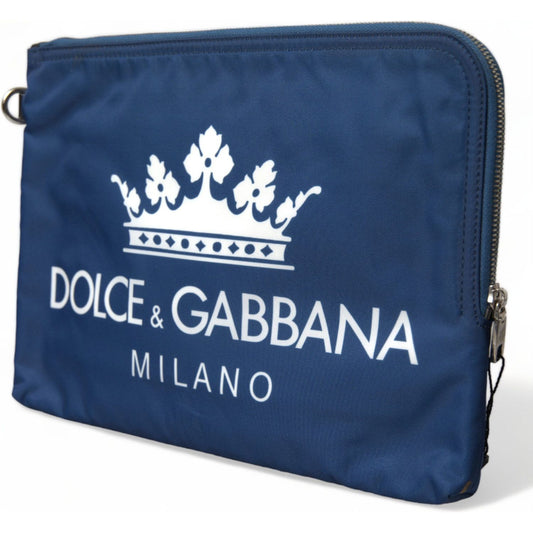 Dolce & Gabbana Elegant Blue Nylon Zipped Clutch Dolce & Gabbana Dark Slate Gray