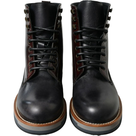 Dolce & Gabbana Elegant Bi-Color Leather Boots Dolce & Gabbana Black