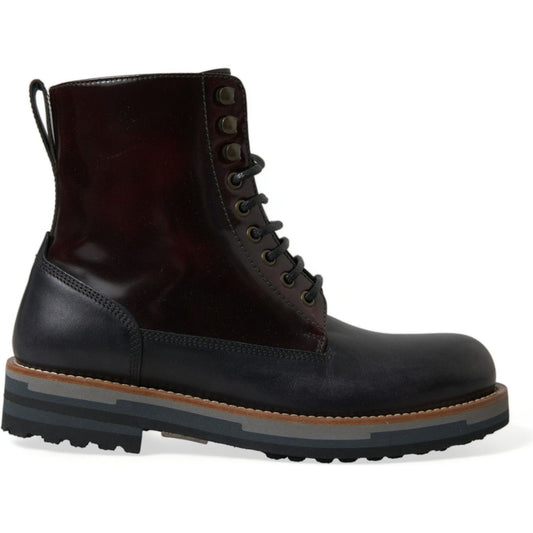 Dolce & Gabbana Elegant Bi-Color Leather Boots Dolce & Gabbana Black